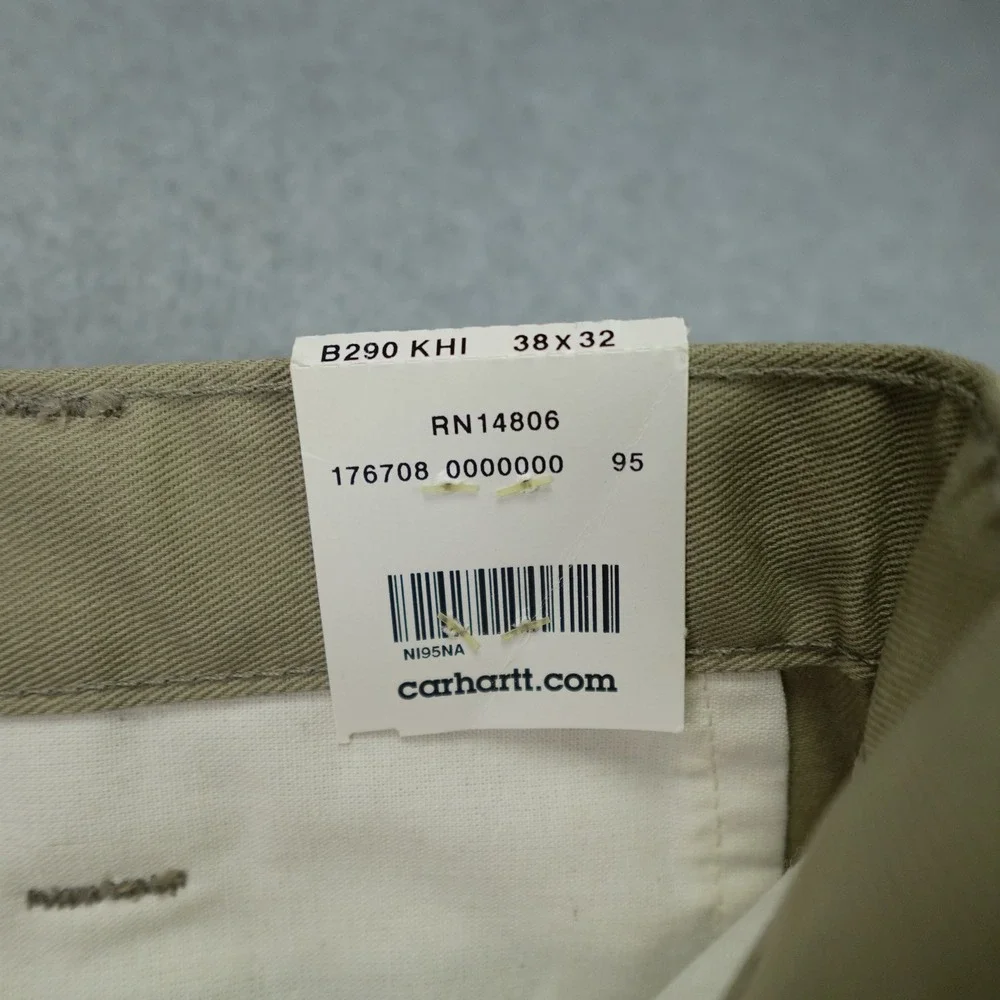 Carhartt Pants Mens 38x32 Khaki Relaxed Fit Twill Blended Work